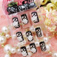 Spritech(TM) 24 Pre Design Elegant Flower Bling Rhinestone Fake Nail Piece for Bride Salon Laday Daily Use N18