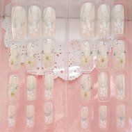 Spritech(TM) 24 Pre Design Elegant Flower Bling Rhinestone Fake Nail Piece for Bride Salon Laday Daily Use N20
