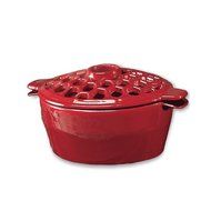 1.5 QT. Cast Iron Lattice Steamer And Trivet Set , in Red