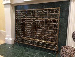 Geometric Single Panel Flat Fireplace Screen