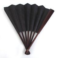 Men's Spun Silk Blank Hand Fan Calligraphy Writing Dancing Folding Fan Fancy Dress Accessory Black N3