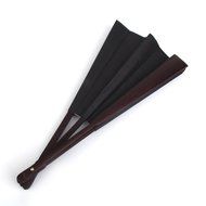 Men's Spun Silk Blank Hand Fan Calligraphy Writing Dancing Folding Fan Fancy Dress Accessory Black N4
