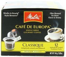 Melitta Single Cup Coffee for K-Cup Brewers, Cafe de Europa Vienna Roast, Dark Roast, 5.08 oz - 12 Count N10
