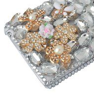 Spritech(TM) Bling Phone Case For Samsung Galaxy Note Edge,3D Handmade Silver Crystal White Flower Butterfly Accessary... N6