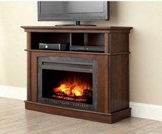 Electric Fireplace Media Entertainment Center with Side Storage Compartments N4