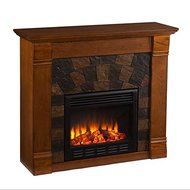 Celeste Salem Antique Oak Wood Electric Fireplace Mantle Media Stand N2