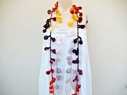 Autumn Leaves Scarf-Multicolor Lariat Scarf-Handmade Scarf -Crochet Scarf-Autumn Scarf-Vegan Scarf N2