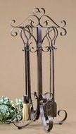 Old World Iron Fireplace Tool Set N3
