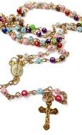 Catholic Multicolor Rosary Zirconia Crystals Blessed Mary Medal &amp; INRI Cross N4