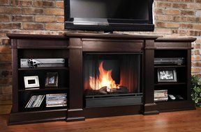 Real Flame Fresno Ventless Gel Fireplace in Dark Walnut