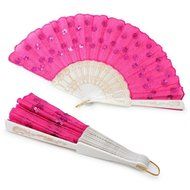 ROSENICE Hand Held Fans Women Sequin Decorated Folding Plastic Hand Fan Dance Fan (Rosy) N2