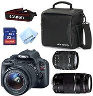 Canon Rebel SL1 Camera Body with Canon 18-55mm IS STM + Canon 75-300mm III Zoom + Als Variety Deluxe Gadget Bag...