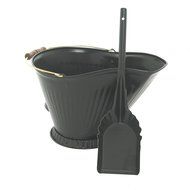 Woodfield 73140 Black Coal Hod &amp; Shovel with Brass Bail and Wooden Handle by Imperial Manufacturing
