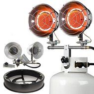 Double Burner Propane Tank Top Mr. Heater + Tankfoot Base Radiant Outdoor SRC30T