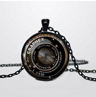 Camera lens pendant Vintage grahpex pendant Vintage Camera lens necklace