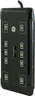 GE 30524 Surge Protector, 10 Outlets, 2880J, 4&#039; USB Cord, Safety Covers, Black N2