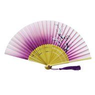 Weixinbuy Chinese Hand Held Fan Silk Flower Bamboo Folding Pocket Fan Wedding Party(Random Color) N3