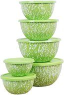Calypso Basics Marble 12 Piece Enamel Bowl Set, Orange N3