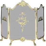 Uniflame 3 Panel Solid Brass Aviary Fireplace Screen by Uniflame