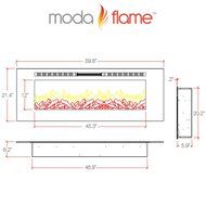 Moda Flame 60 Inch Cynergy XL Crystal Stone Built-In Wall Mounted Electric Fireplace N2