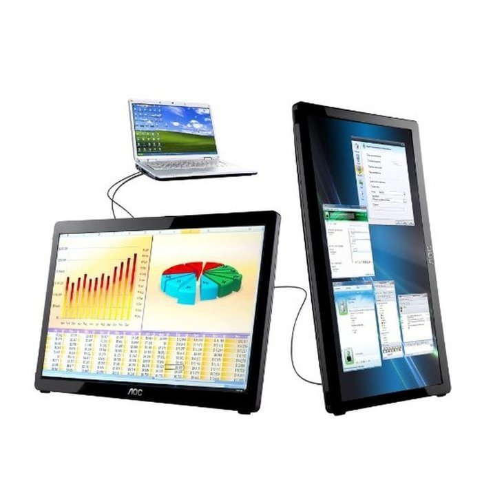 AOC E1649FWU - 16" USB-Powered Portable LED Monitor - Glossy Black (Certified Refurbished) N5