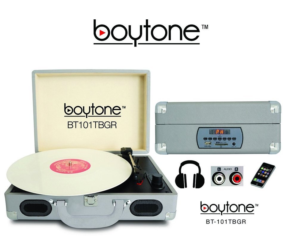 Boytone BT-101TBWT 5 in 1 Briefcase Record Player AC-DC Built in Rechargeable Battery, With 2 Stereo Speakers... N11