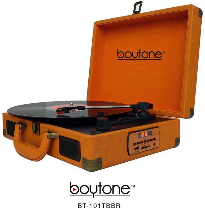Boytone BT-101TBWT 5 in 1 Briefcase Record Player AC-DC Built in Rechargeable Battery, With 2 Stereo Speakers... N14