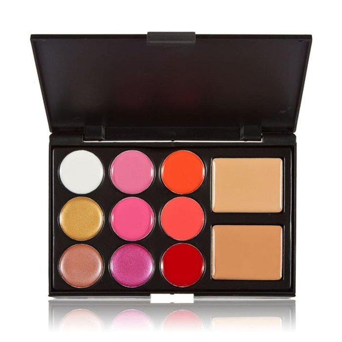 Bolayu 11 Color Lip Gloss Set Double Color Concealer + Gourd Shape Brush Combination N3