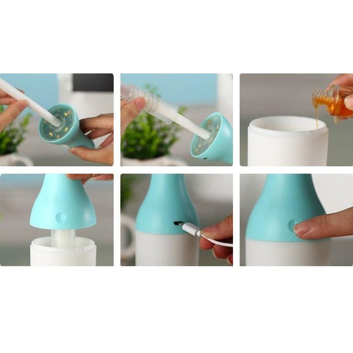 Happy Hours - Cool Bottle USB Air Humidifier with Led Night Lights Function / Aromatherapy Essential Oil Diffuser... N5
