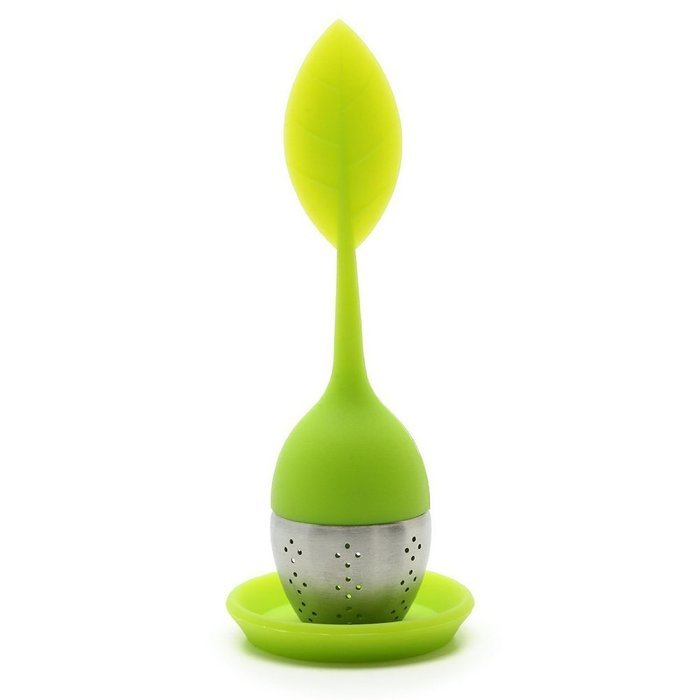 LEORX Tea Infuser Strainer Leaf Strainer Handle - Leaf Shaped (Green) N3