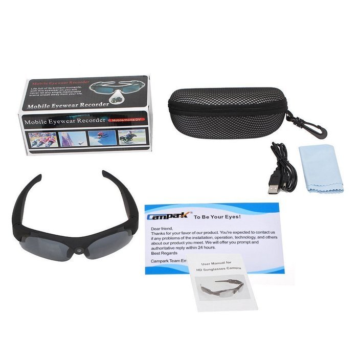 Campark&reg; HD Sports Video Sunglasses Camera,120 degrees Wide Angle Lens, Polarized lenses with Free 8G Micro SD... N6