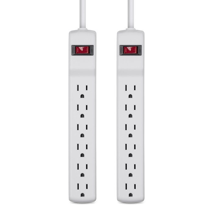 Belkin 6-Outlet Power Strip Surge Protector with 2-Foot Power Cord, 200 Joules (2-Pack) N5