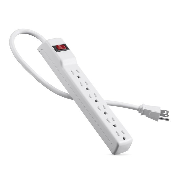Belkin 6-Outlet Power Strip Surge Protector with 2-Foot Power Cord, 200 Joules (2-Pack) N6