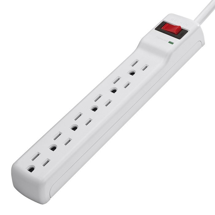 Belkin 6-Outlet Power Strip Surge Protector with 2-Foot Power Cord, 200 Joules (2-Pack) N7