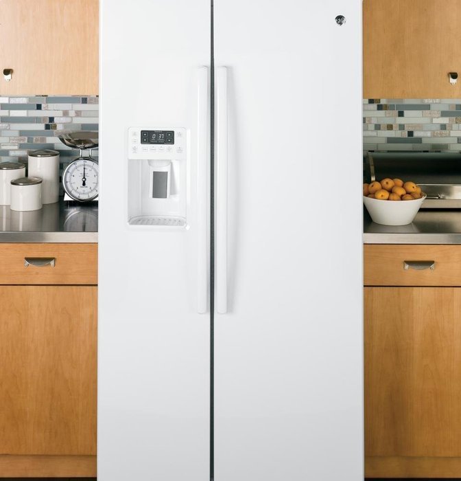 GE Profile PSE25KGHWW 36" Side-by-Side Refrigerator with 25.4 cu. ft. Capacity in White N6