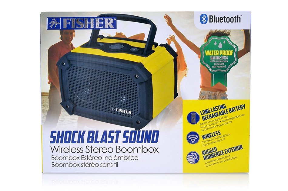Fisher Waterproof Wireless Stereo Boombox, Bluetooth Enabled, Built-In Microphone, Shockproof and Dustproof Ultra-Portable... N5