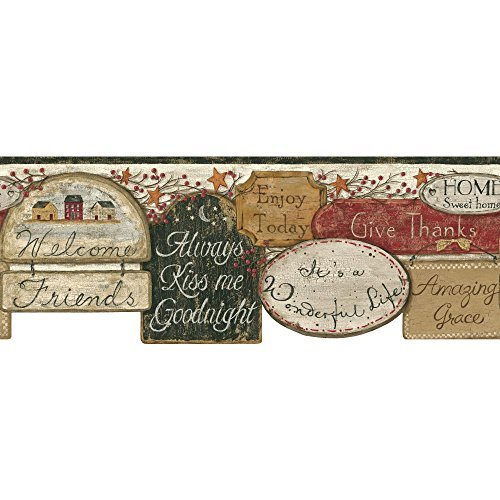 York Wallcoverings FK3949B Border Book It's A Wonderful Life Border, Off White/Burgundy/Beige by York Wallcoverings
