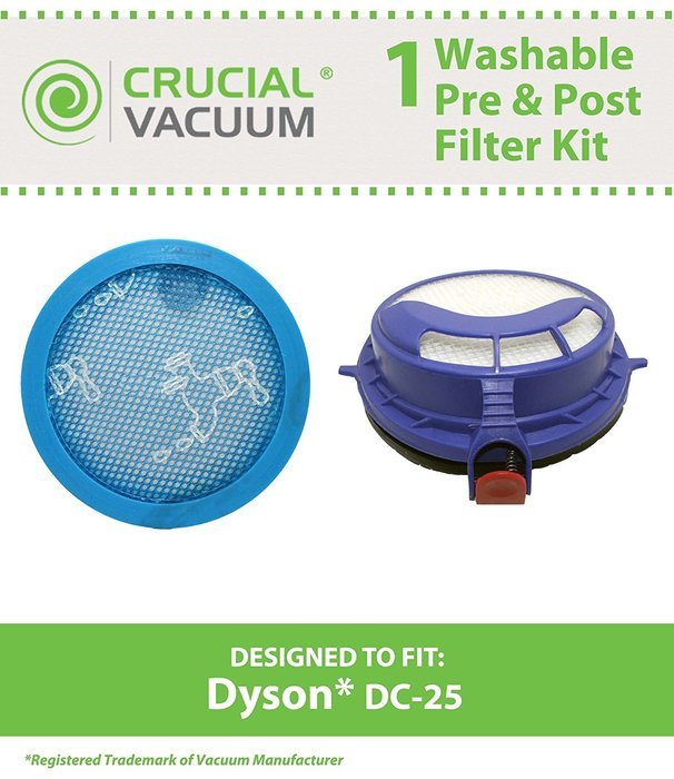 Dyson DC25 Washable & Reusable Pre & Post Filter Replacement Kit Designed To Fit Dyson DC25 Uprights; Compare...