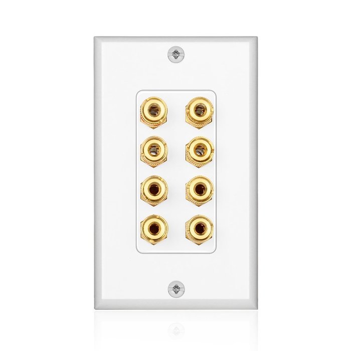 TNP Home Theater Wall Plate - 3-Gang 7.2 Surround Sound Distribution w/ Premium Gold Plated Copper Banana Binding... N8