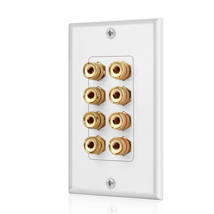 TNP Home Theater Wall Plate - 3-Gang 7.2 Surround Sound Distribution w/ Premium Gold Plated Copper Banana Binding... N9