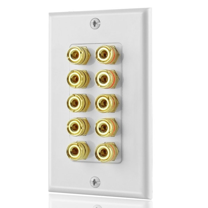 TNP Home Theater Wall Plate - 3-Gang 7.2 Surround Sound Distribution w/ Premium Gold Plated Copper Banana Binding... N11