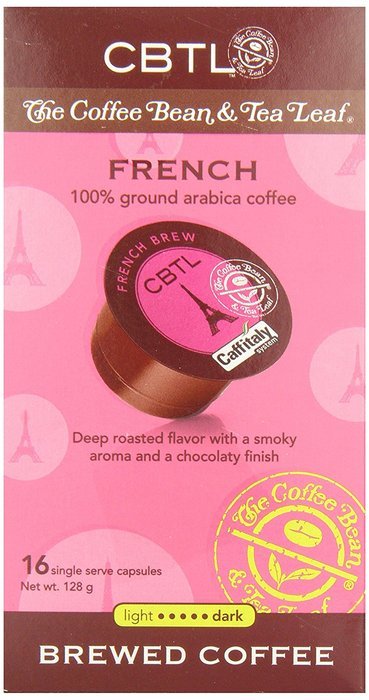 CBTL French Brew Coffee Capsules By The Coffee Bean & Tea Leaf, 128 Grams,16-Count Box N3