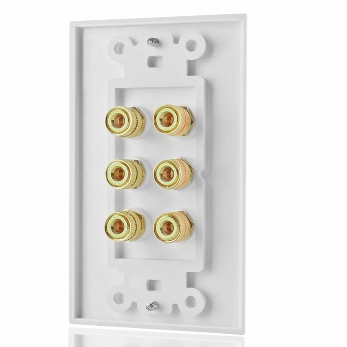 TNP Home Theater Wall Plate - 3-Gang 7.2 Surround Sound Distribution w/ Premium Gold Plated Copper Banana Binding... N12
