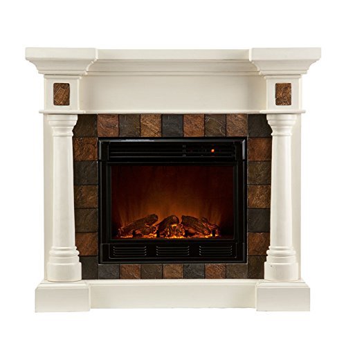 Benjamin Slate Convertible Ivory Electric Fireplace 47" Tv Stand N5
