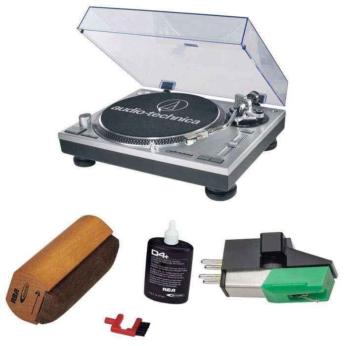 Audio-Technica Professional Stereo Turntable w/ USB LP to DIG - Silver (ATLP120USB) with RCA D4+ Vinyl Record... N3