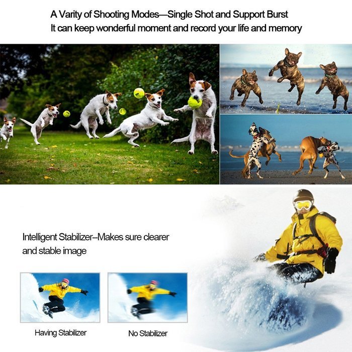 Excelvan Mini Portable Sports Action Camera + Remote Control Watch 2.0 Inch 12MP H.264 1080P Full HD WiFi 30M(... N8