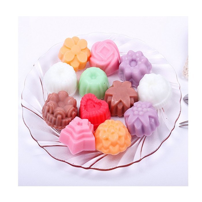 SIO 2pcs Creative Reusable Silicone Mould Cake Chocolate Jelly for Oven with 12 Holes Flower Shaped N2