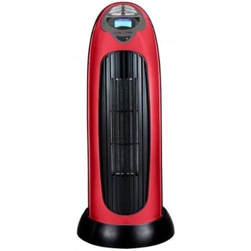 Optimus 17" Oscil Tower Heater with Digi Temp Readout and Setting, Remote- Red