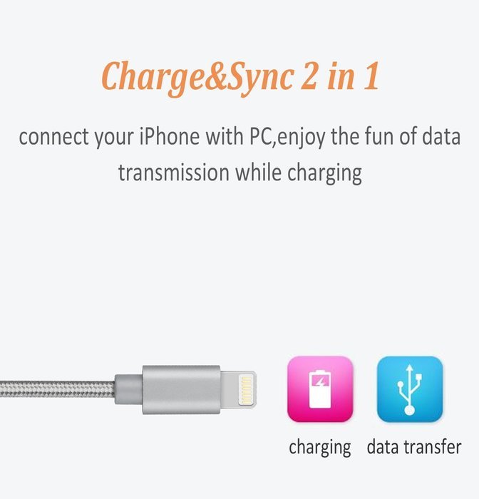 Apple Lightning To USB Cable 2.0m Cavo-dati Per Cellulare, Bianco - Foto 3