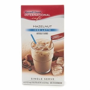 Maxwell House International Cafe Iced Latte Cafe-Style Beverage Mix, Single Serve Packets, Hazelnut 6 ea (pack...